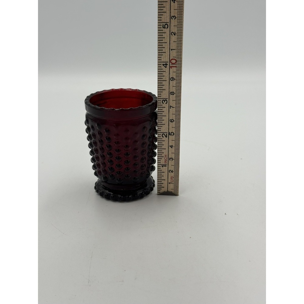 Vintage Ruby Red Hobnail Toothpick Votive Holder 3" X 1 7/8" Pedestal base